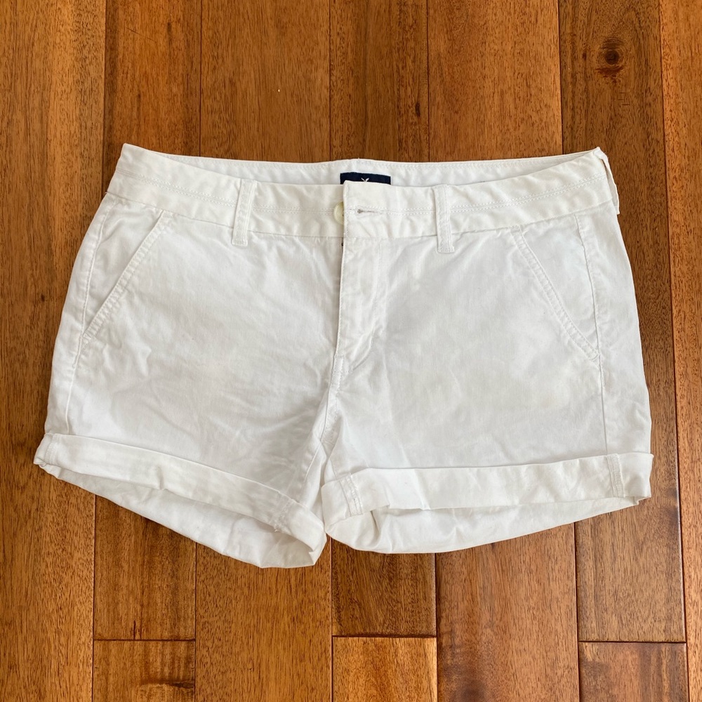 White midi shorts